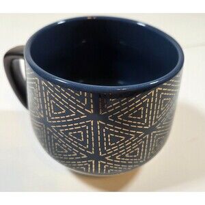 Threshold Blue Gold Geometric Stoneware Coffee Mug Target 4" Large